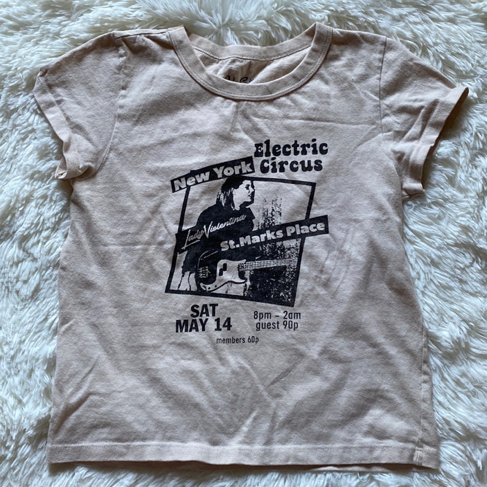 Cream color black graphic baby tee top